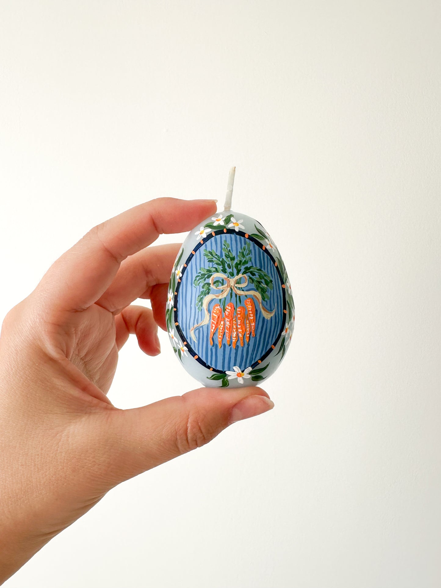 Hand Painted Easter Egg Candle - Carrots bunch