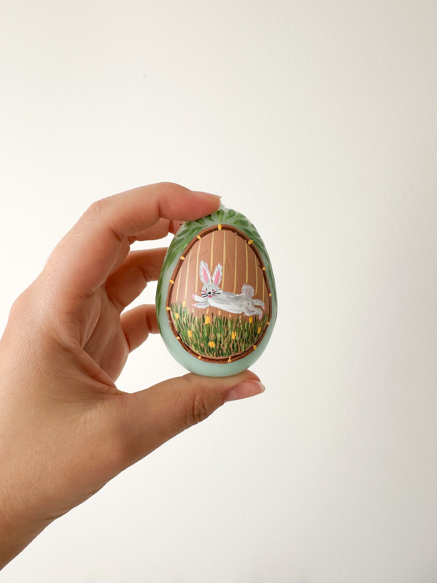 Hand Painted Easter Egg Candle - Bunny