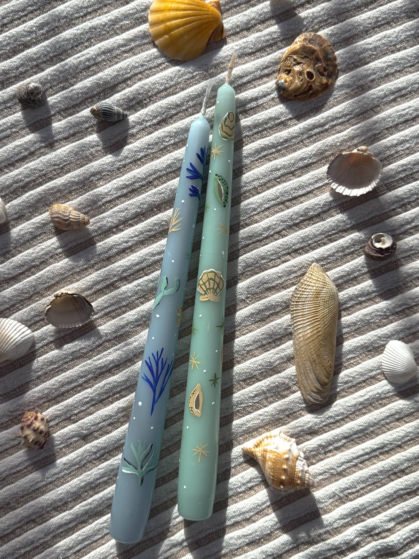 Ocean-Inspired Hand-Painted Candle Set – Coastal Collection