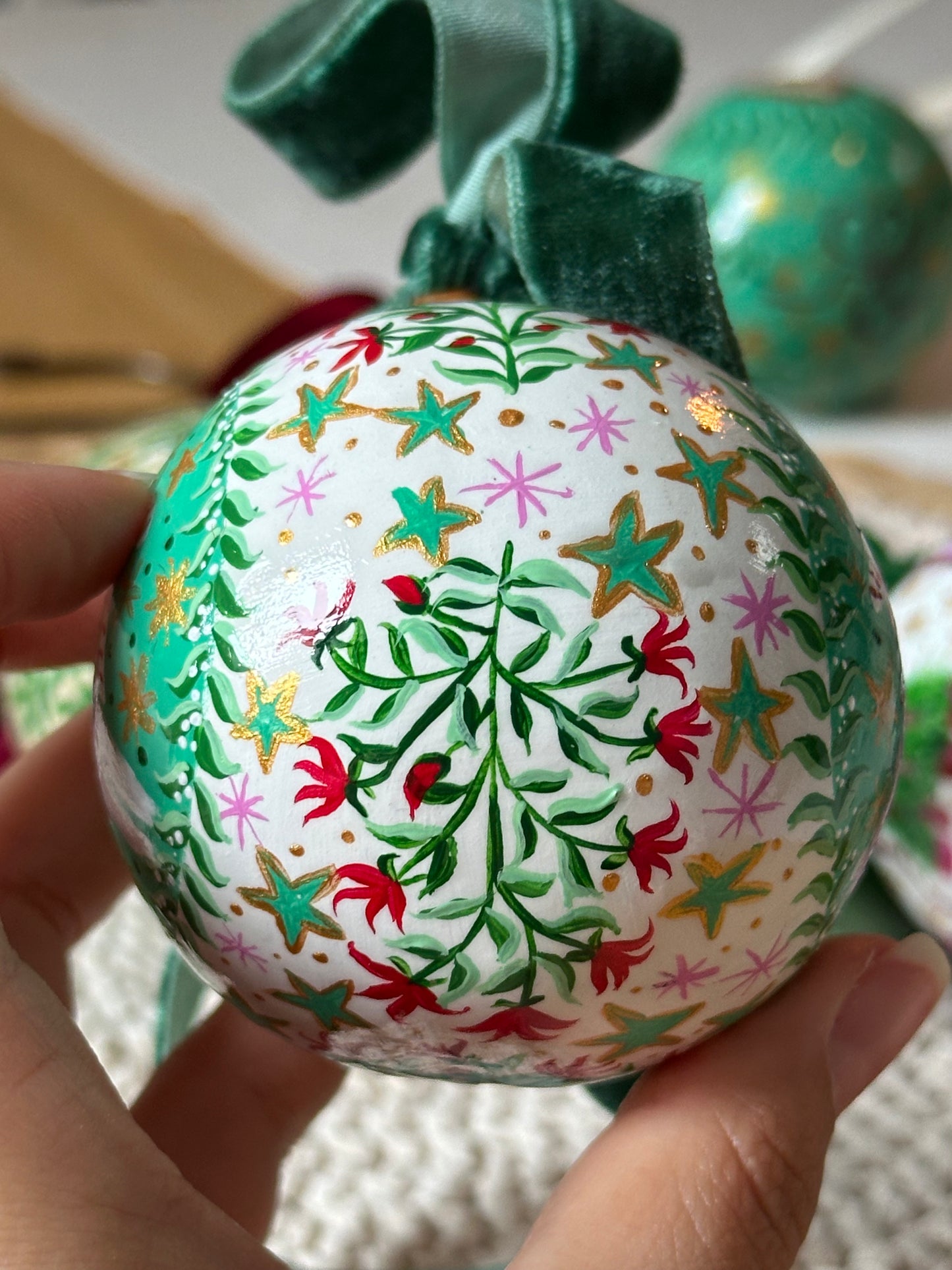 Luxury Hand Painted Original Ceramic Christmas Bauble