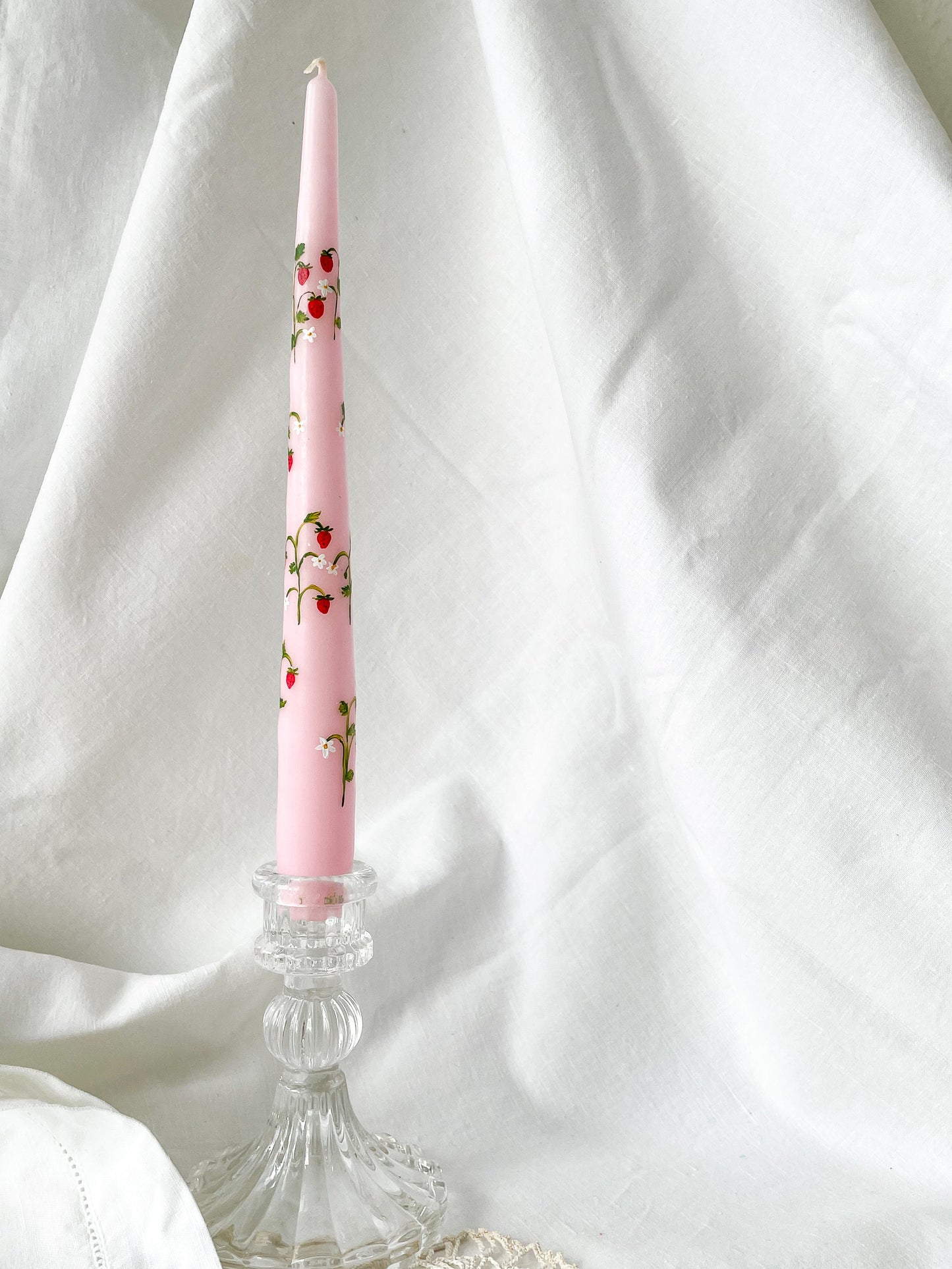 Wild Strawberry Pink Hand painted Candle