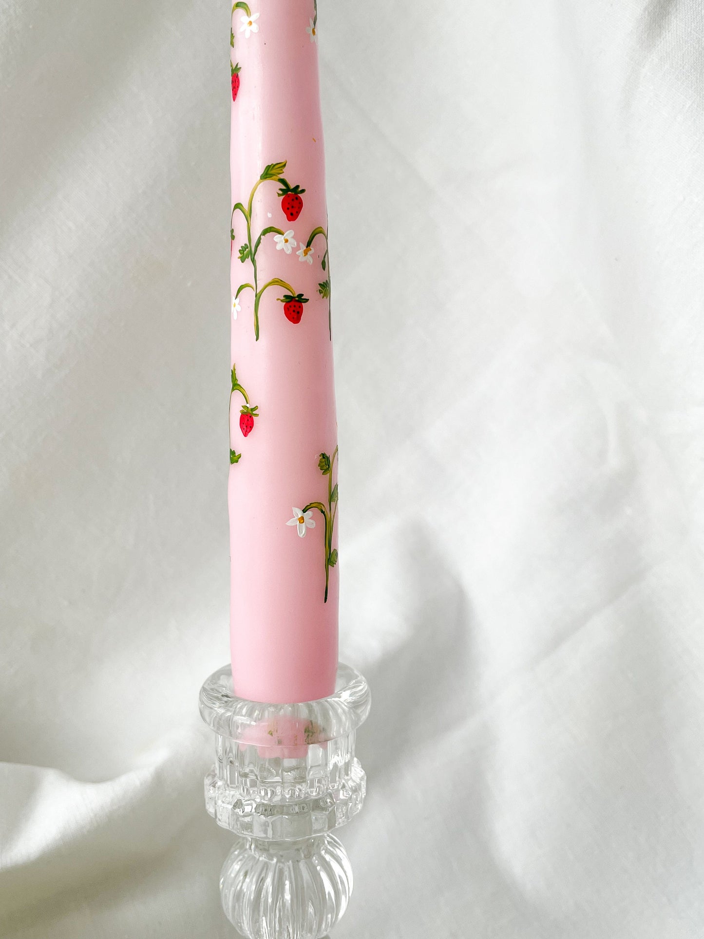 Wild Strawberry Pink Hand painted Candle