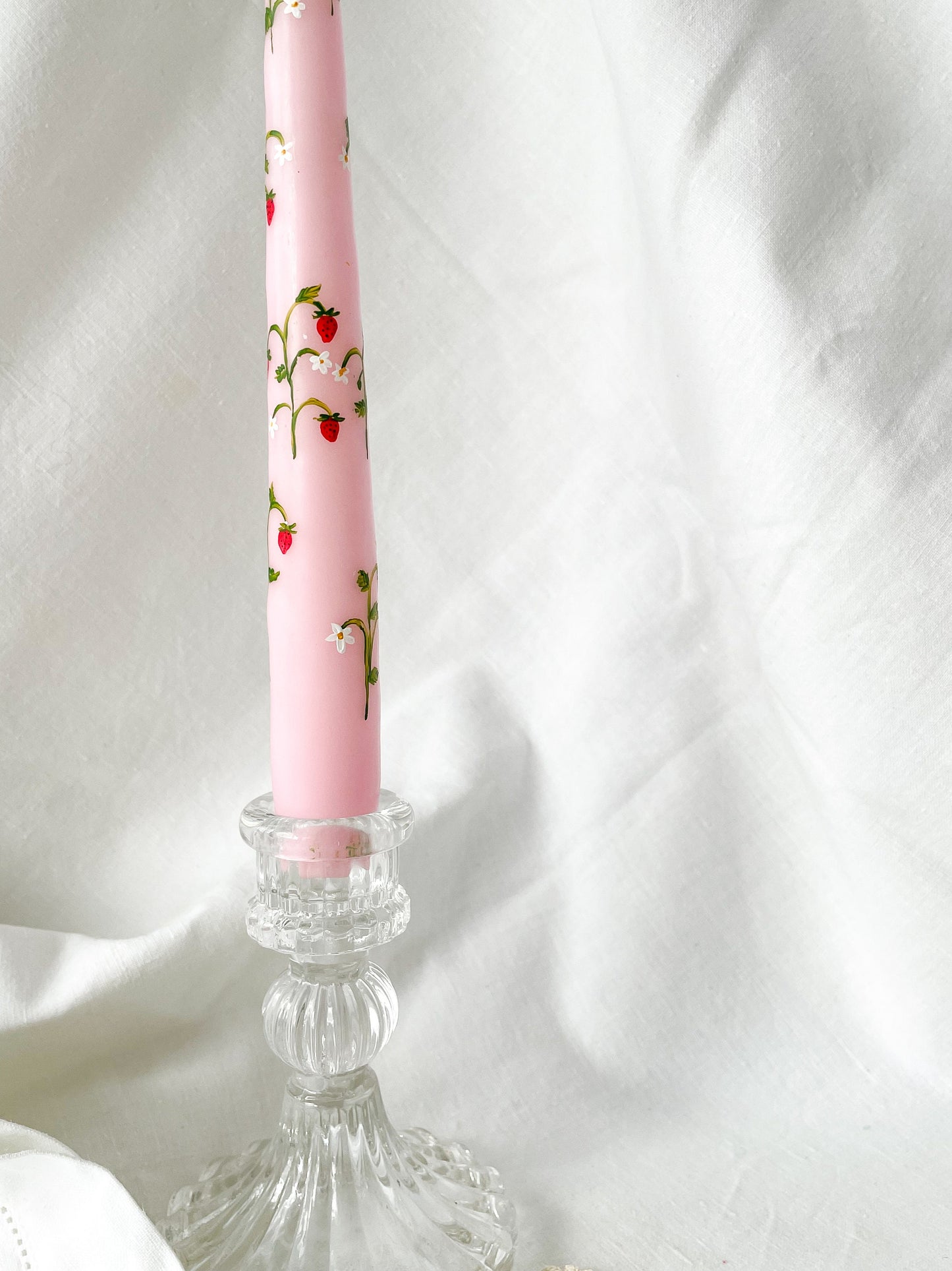Wild Strawberry Pink Hand painted Candle