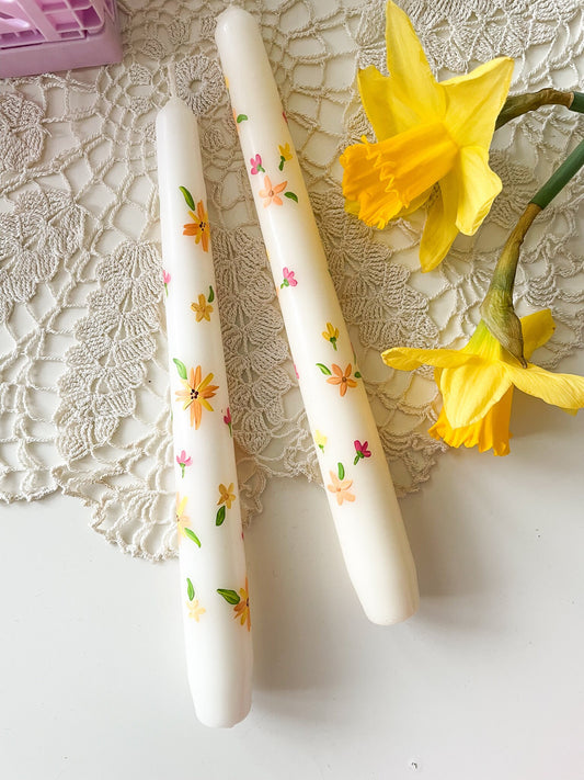 Blooming for you & Spring Bound Hand Painted Candle