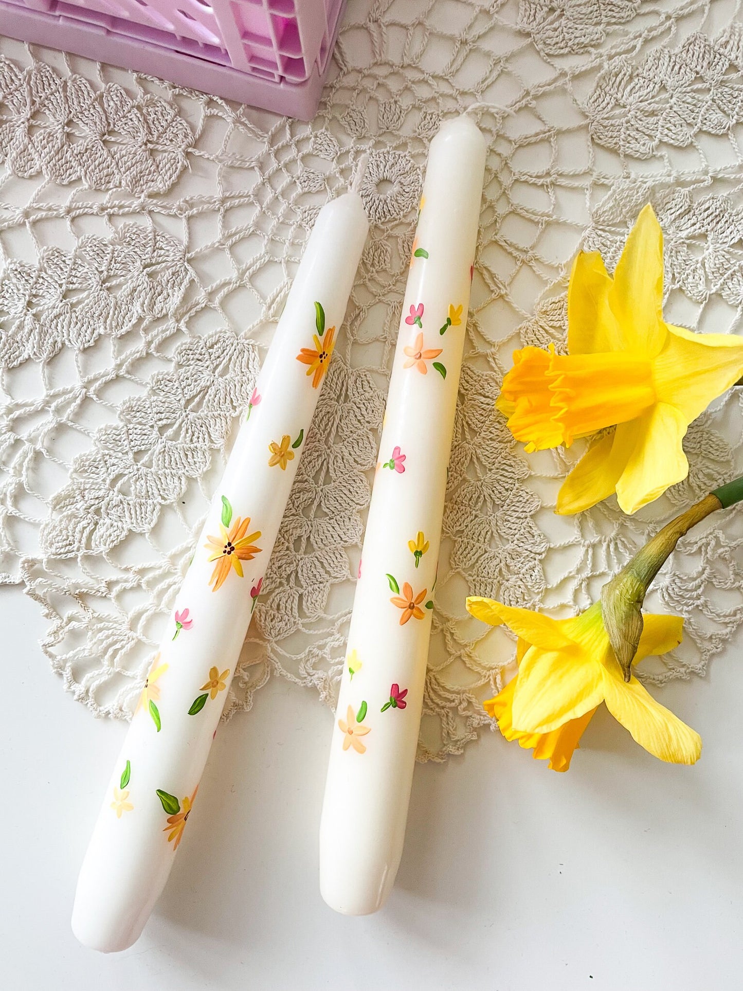 Blooming for you & Spring Bound Hand Painted Candle