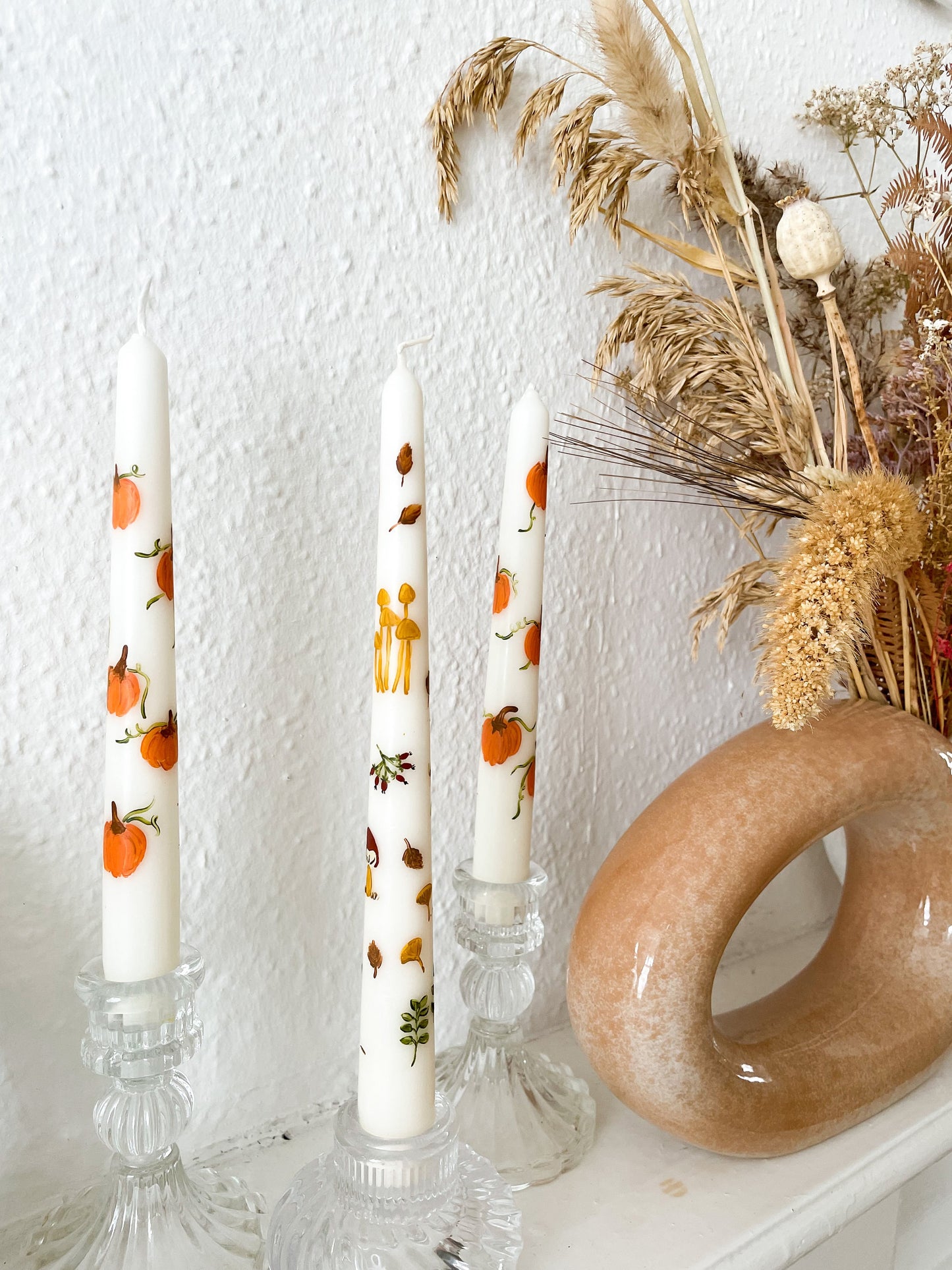 Pumpkin love Hand Painted Candles