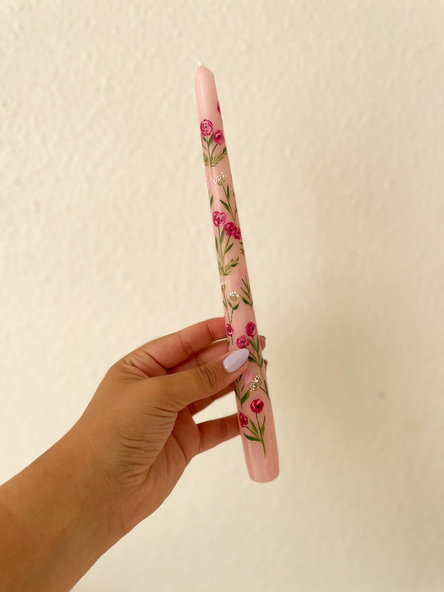 Pink blooms Tapered Dinner Candle