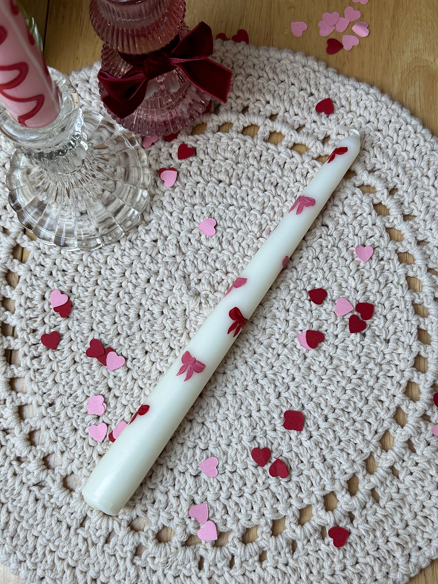 Pink Ribbon Bow Ivory Candle