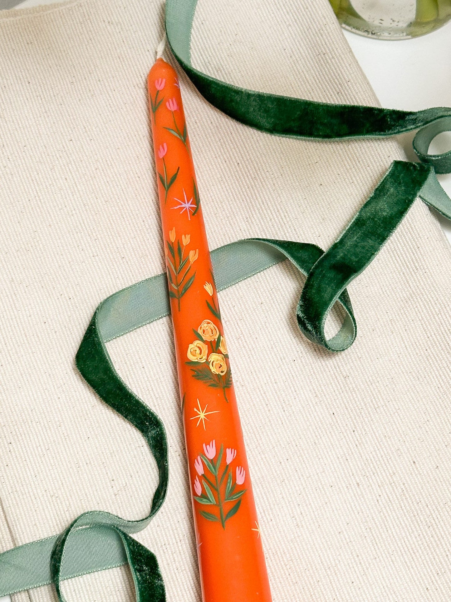 Orange Floral Spring Candle