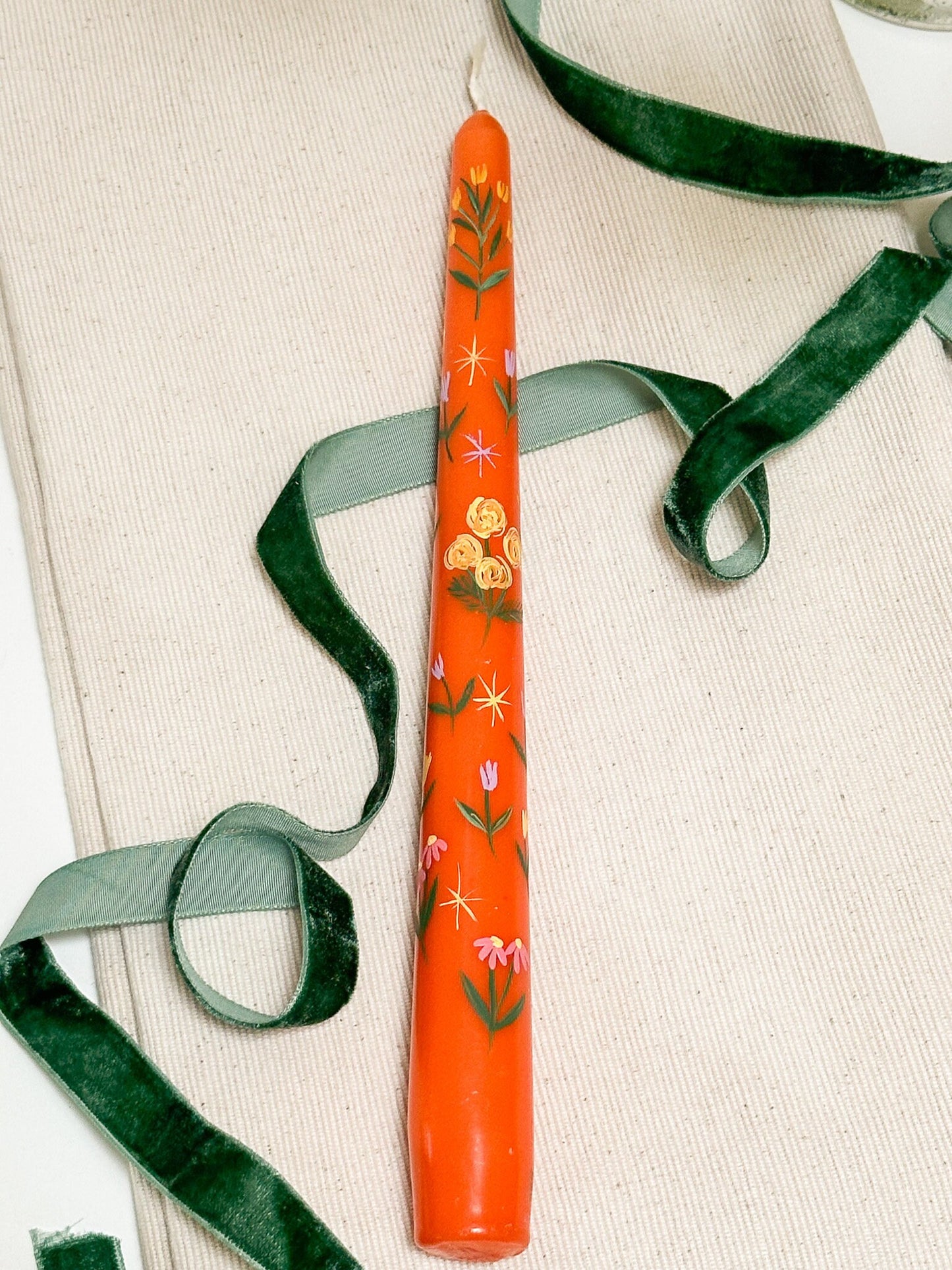 Orange Floral Spring Candle