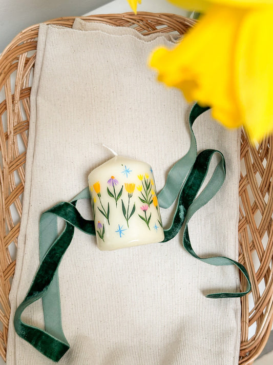 Brighten your day Spring Pillar Candle