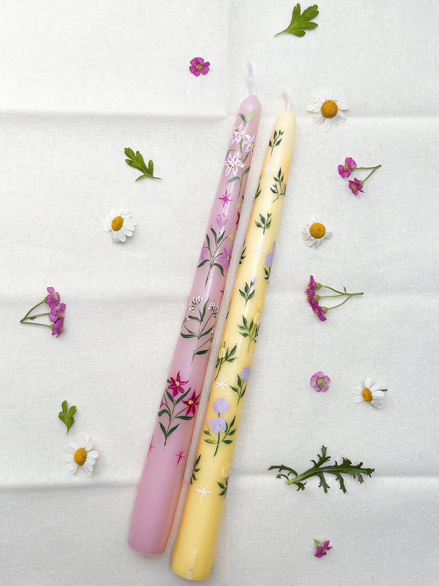 Yellow Hand Painted Wedding Dinner Candle