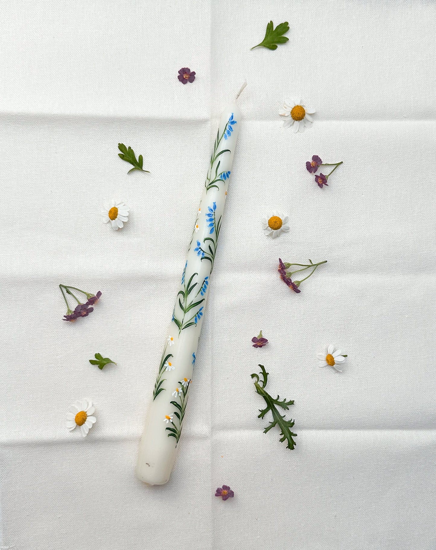 Blue & Ivory Hand Painted Wedding Dinner Candles