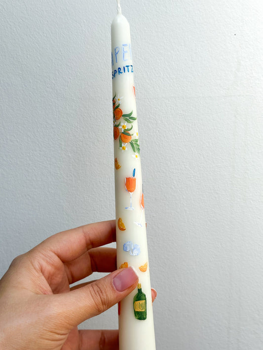 Aperol Spritz Hand painted candle