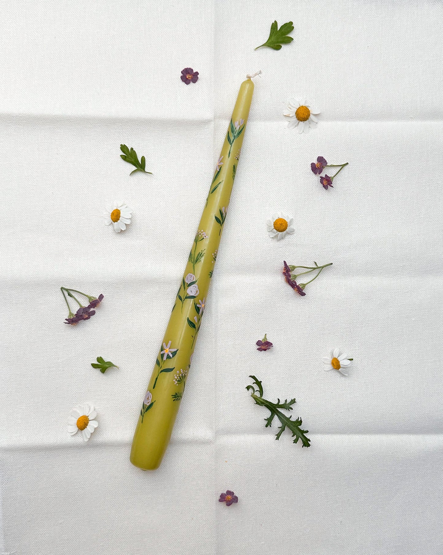 Green Hand Painted Wedding Dinner Candles