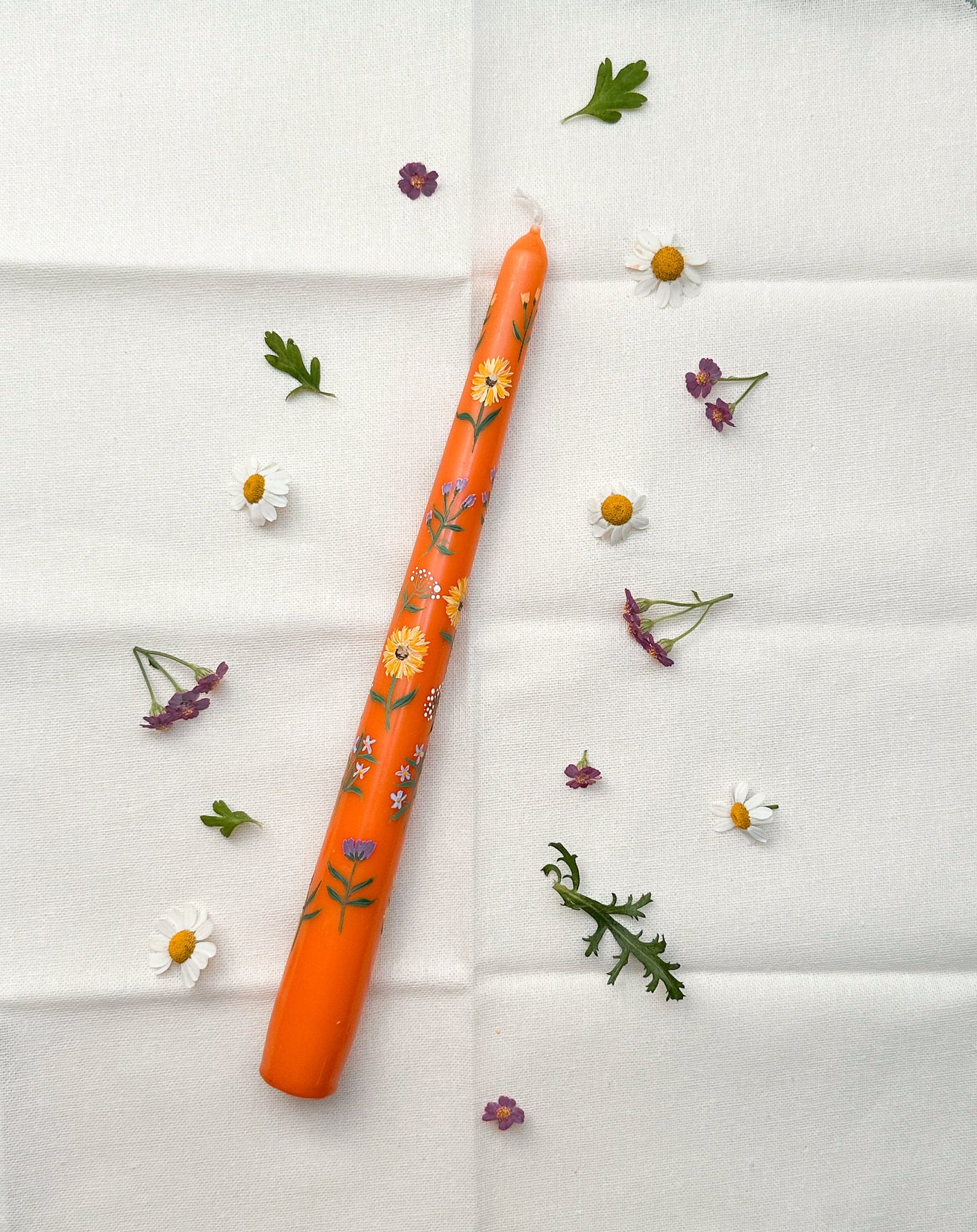 Orange Hand Painted Wedding Dinner Candle