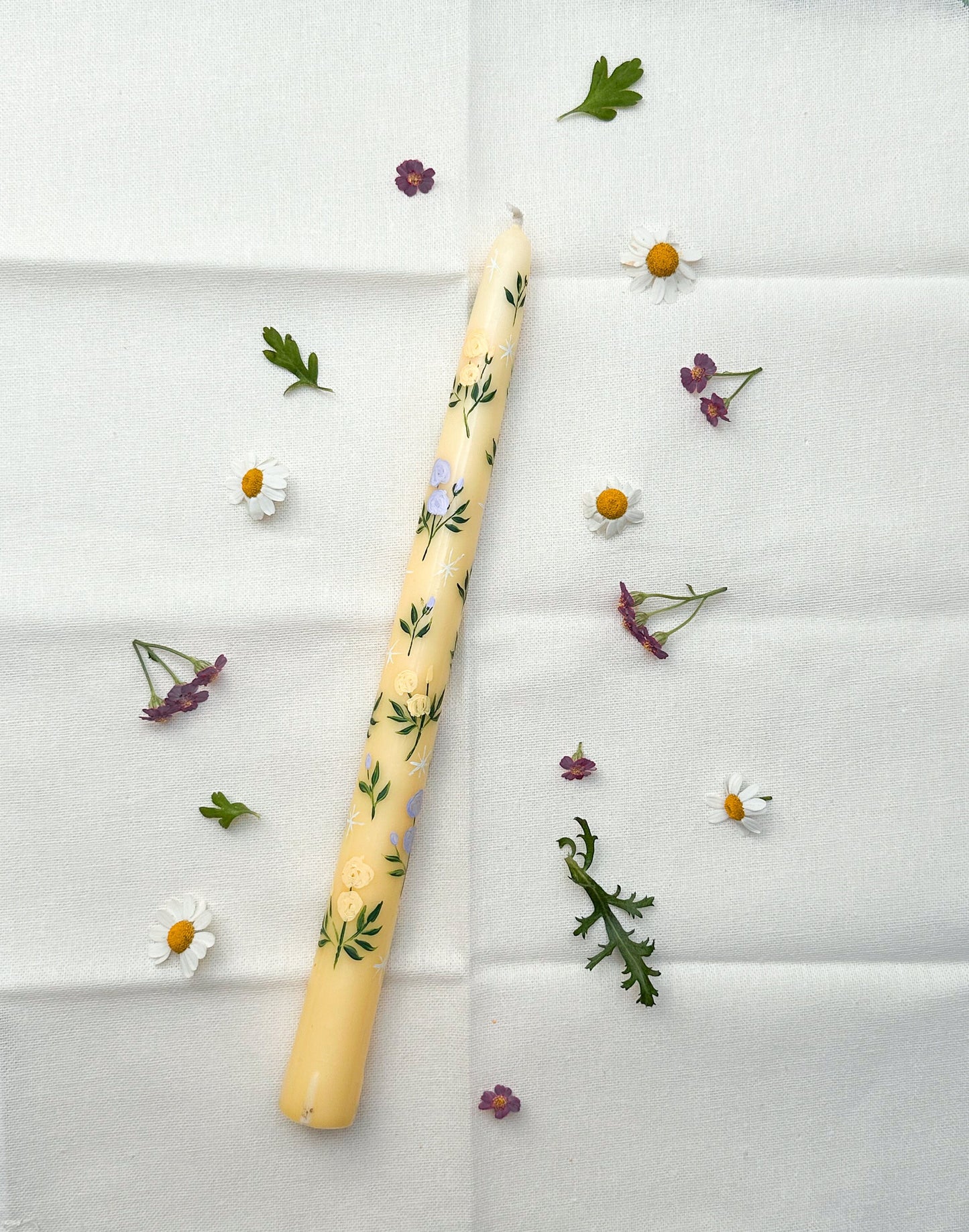 Yellow Hand Painted Wedding Dinner Candle