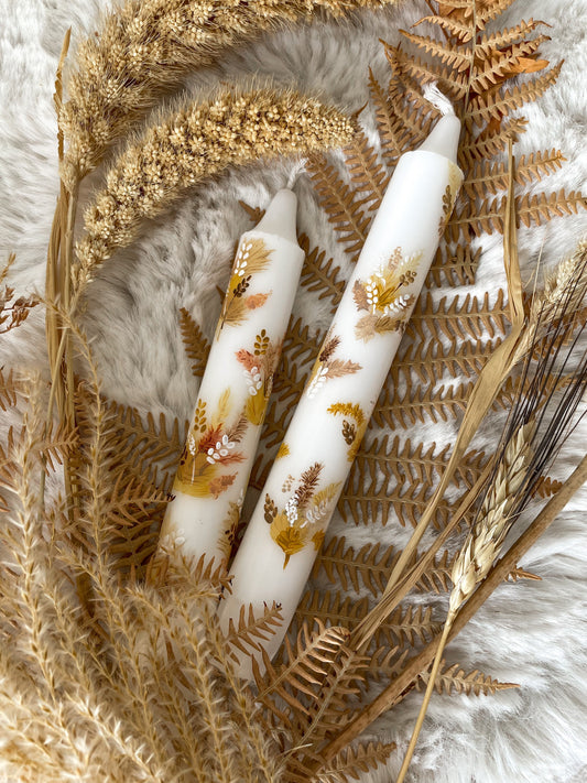 Pampas Grass Autumn Hand Painted Candle