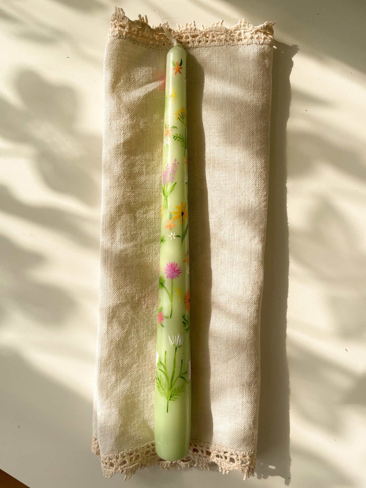 Colourful Wild Flowers Hand Painted Candle