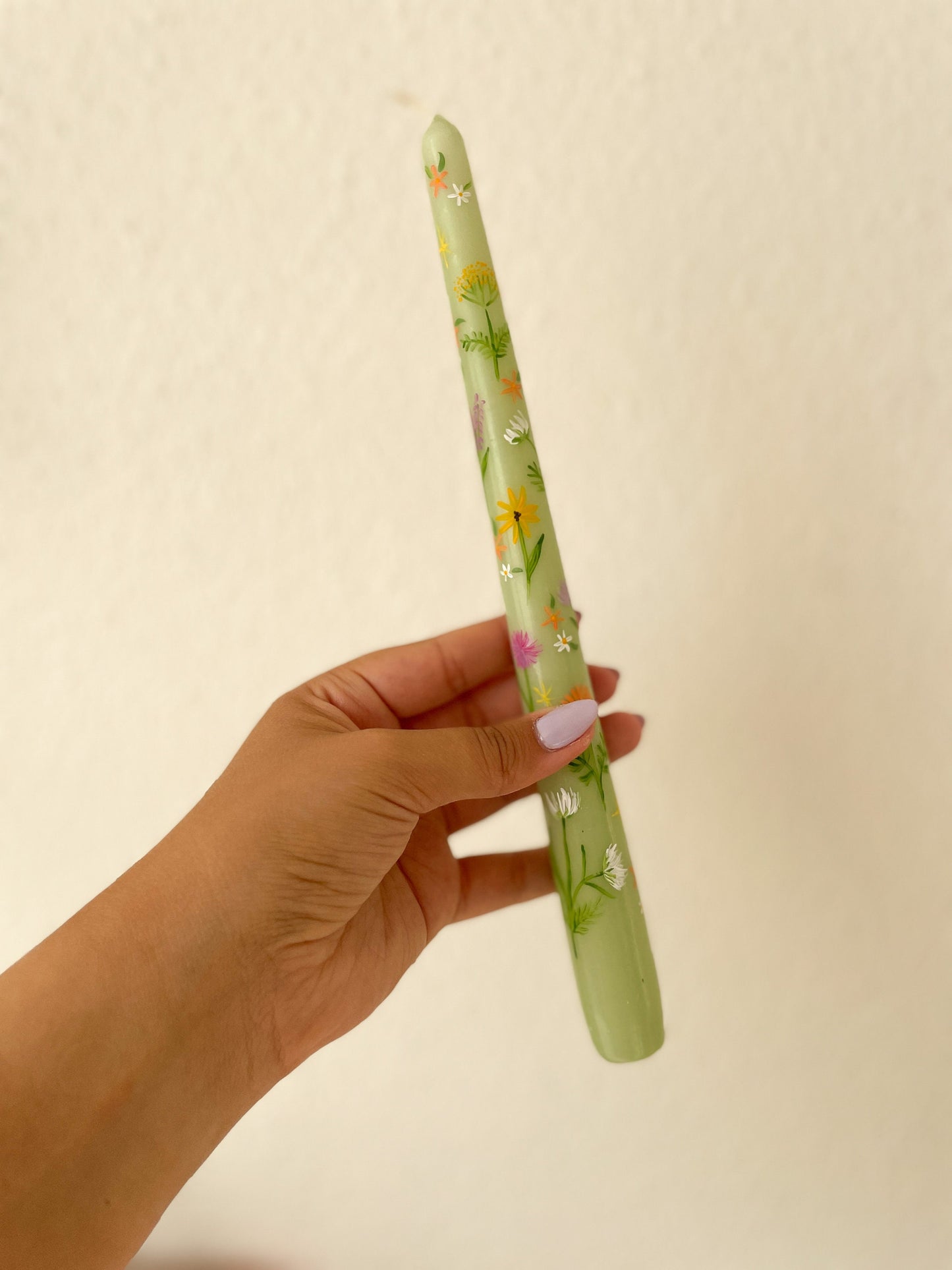 Colourful Wild Flowers Hand Painted Candle