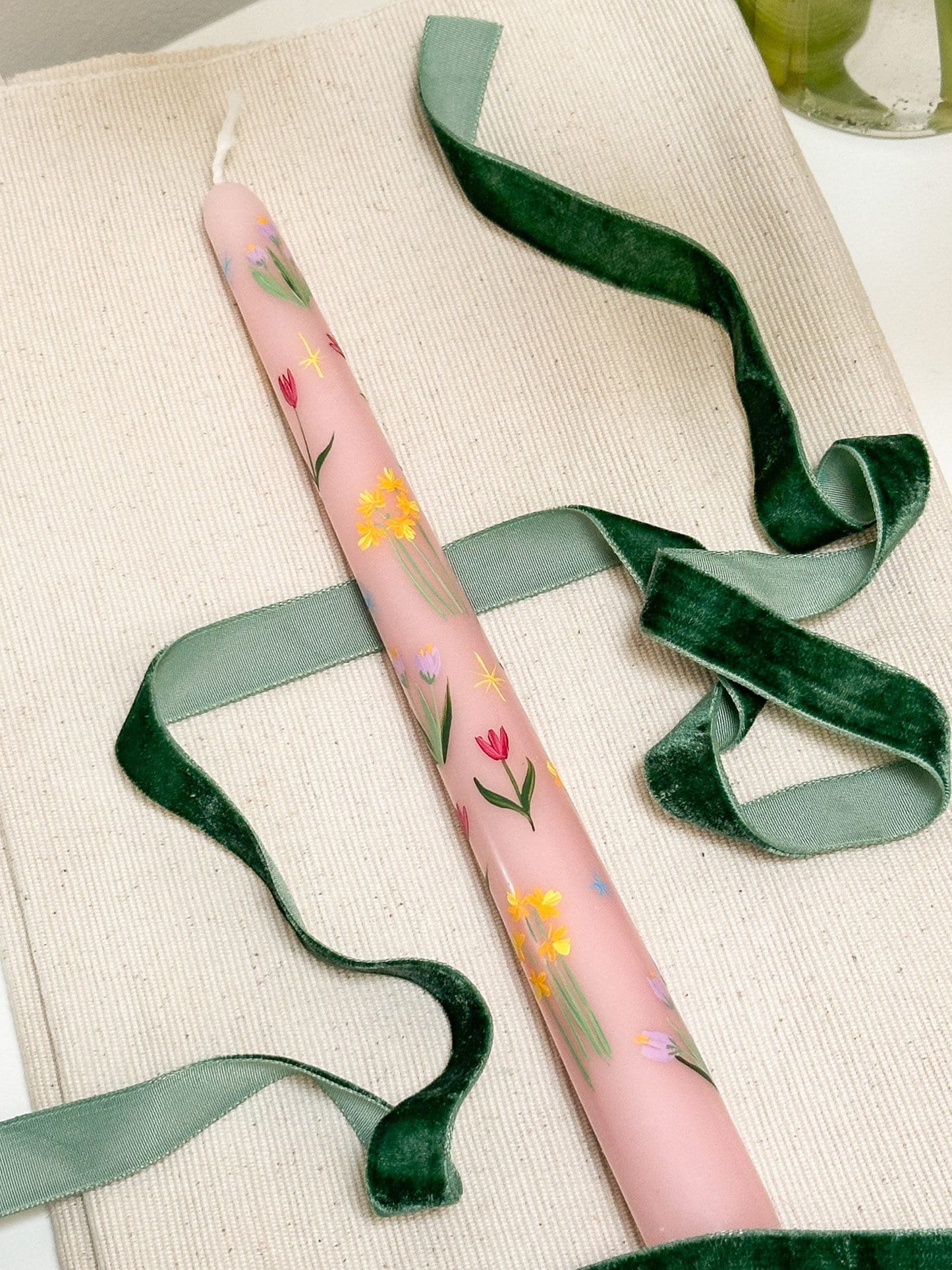 Pink Floral Easter Candle