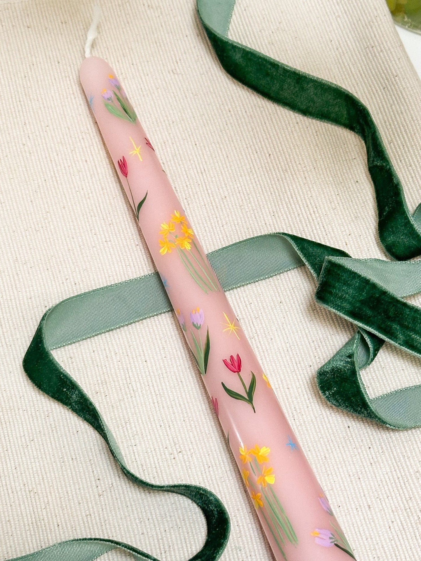 Pink Floral Easter Candle