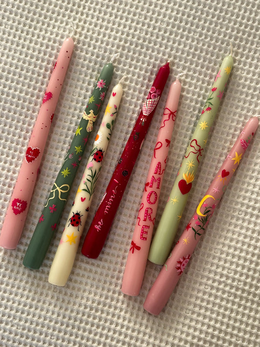 The Love & Luck Collection: Hand-Painted Taper Candles