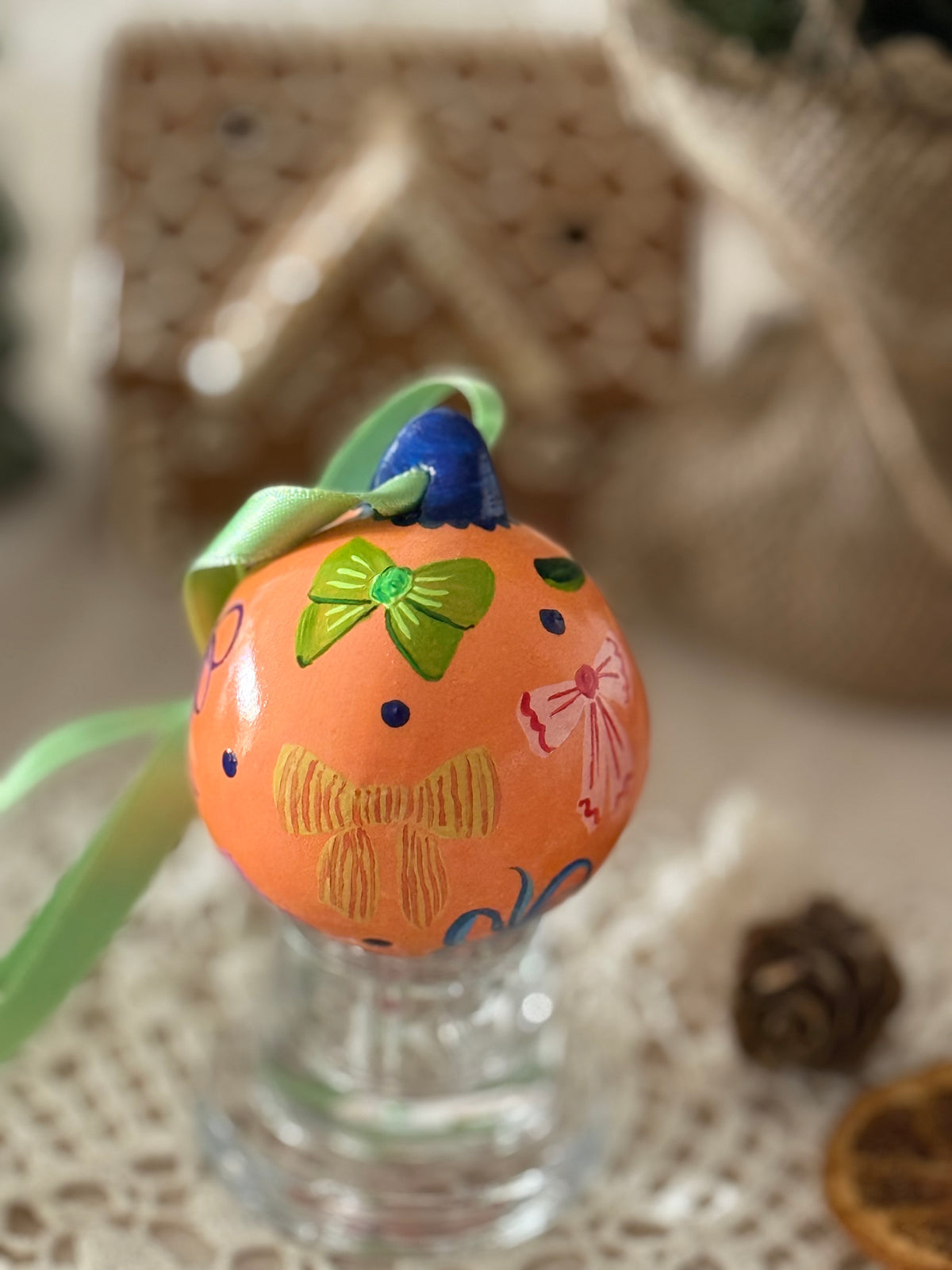 The Tangerine Gift Bow Bauble