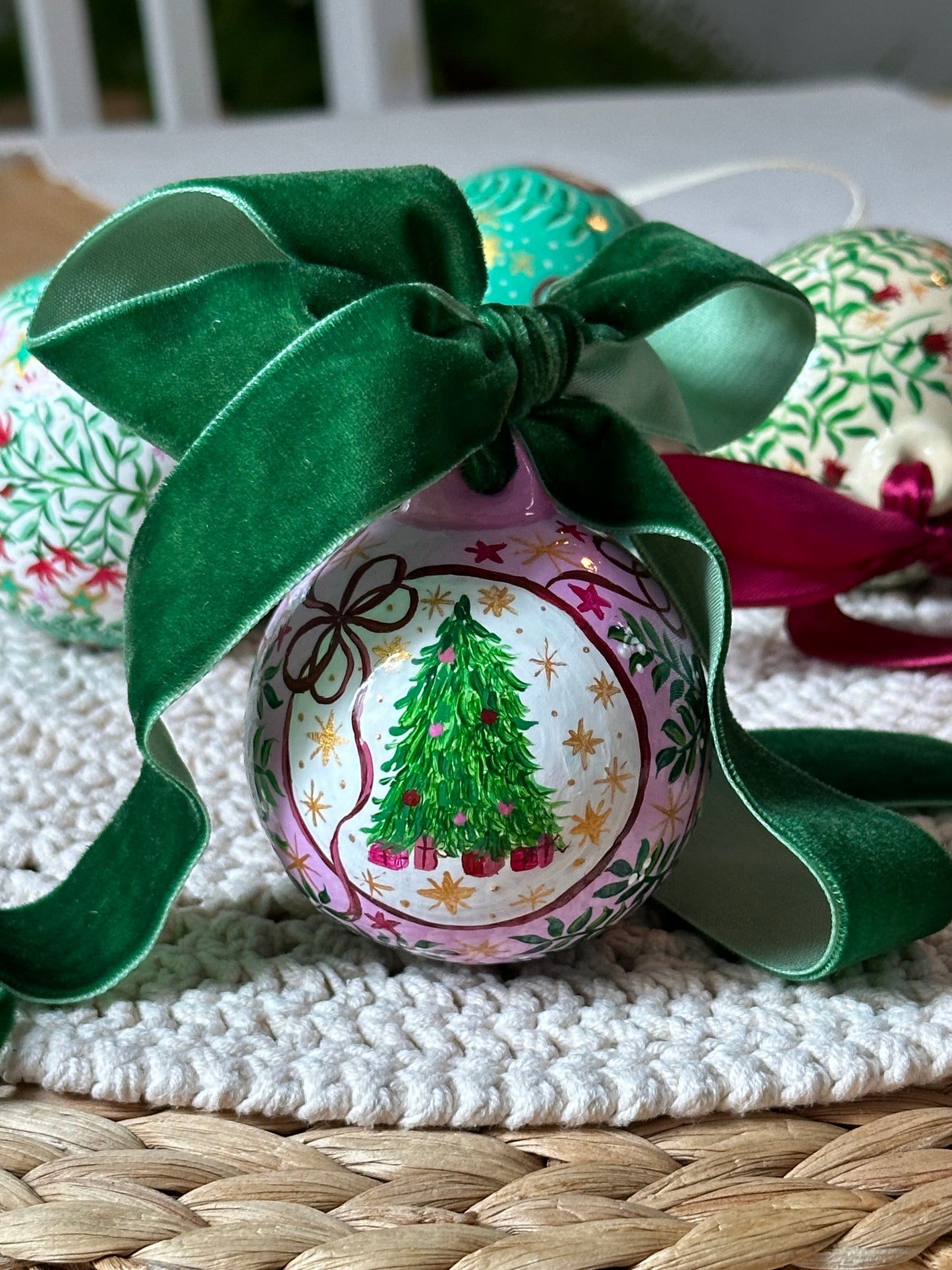 One of a Kind, Luxury, Hand Painted Christmas Ceramic Bauble