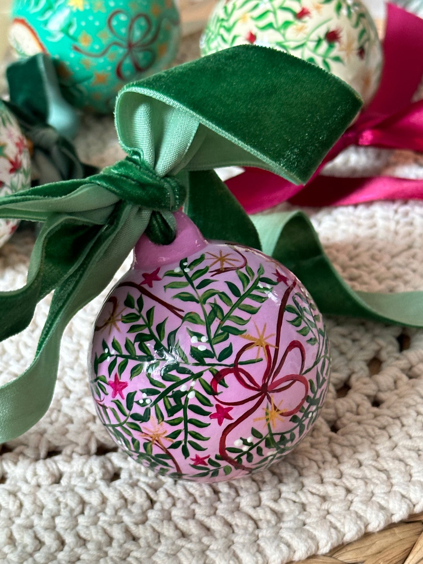 One of a Kind, Luxury, Hand Painted Christmas Ceramic Bauble