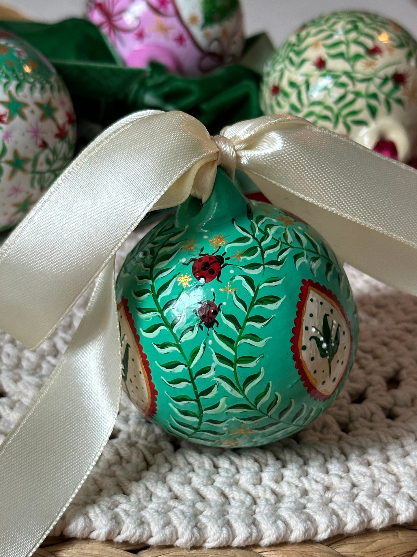 One of a Kind, Luxury, Hand Painted Ceramic Christmas Bauble