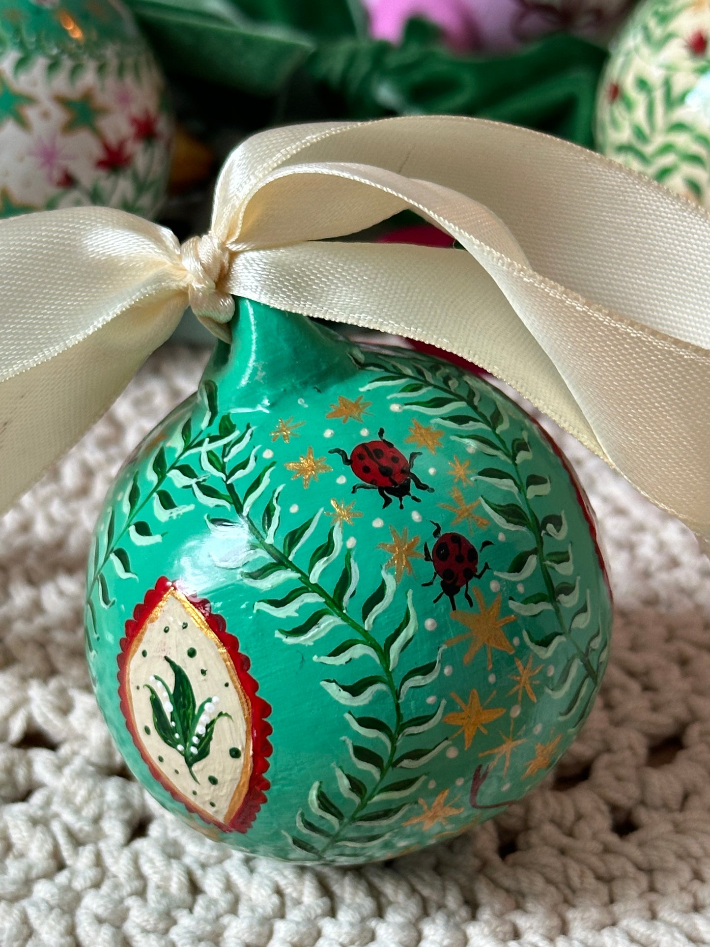 One of a Kind, Luxury, Hand Painted Ceramic Christmas Bauble