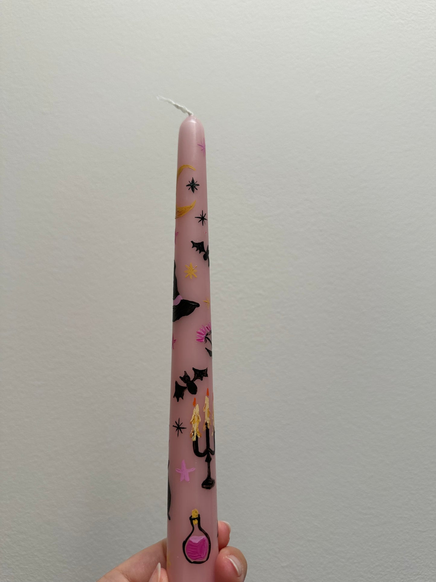 Pink Halloween Hand Painted Dinner Candle