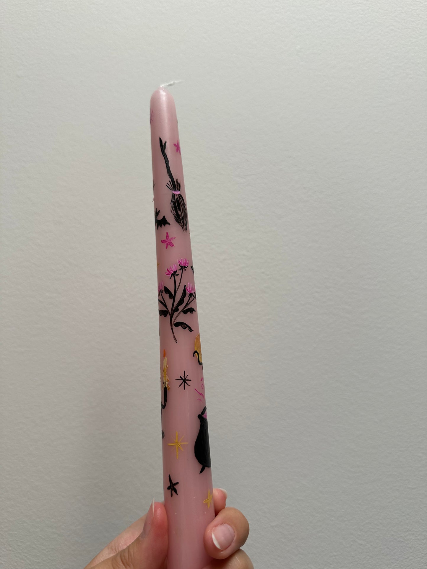 Pink Halloween Hand Painted Dinner Candle