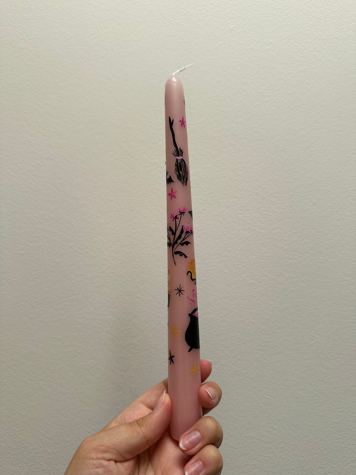 Pink Halloween Hand Painted Dinner Candle