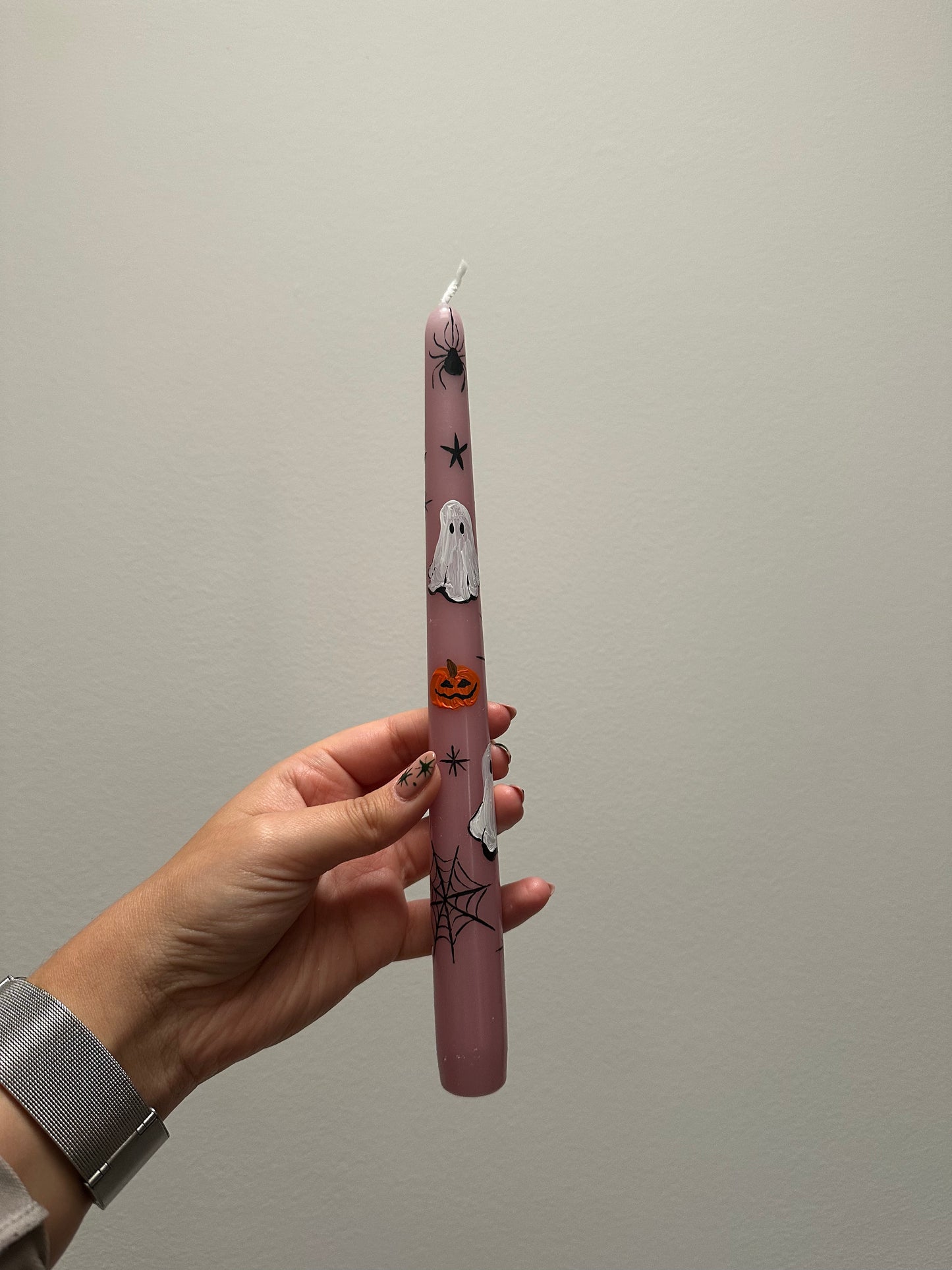 The Ghostly Taper Hand Painted Candle