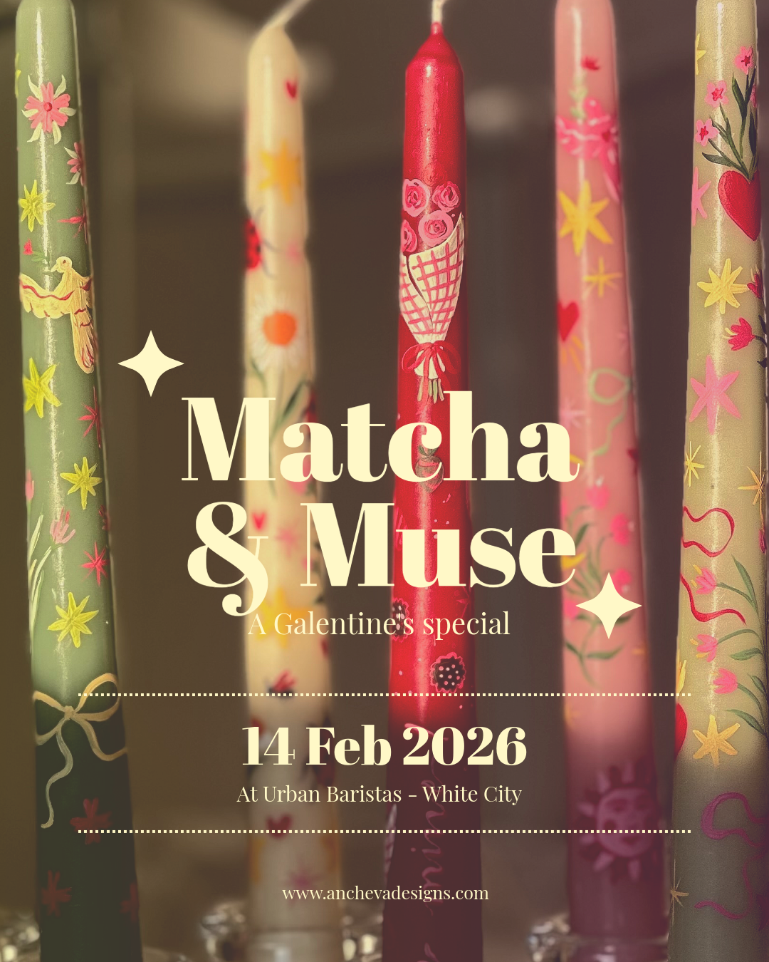 Matcha & Muse: A Galentine’s Candle Painting Special