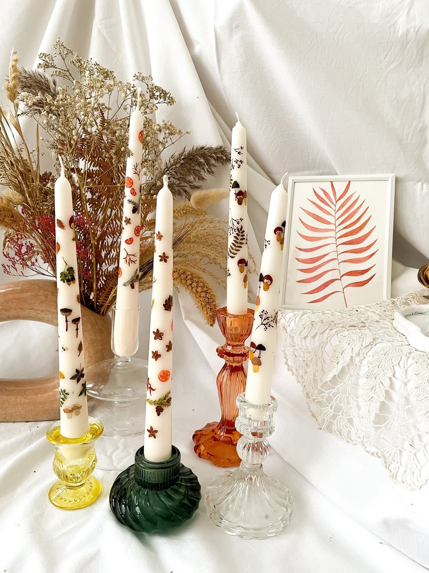 Hello Fall Hand Painted Candles