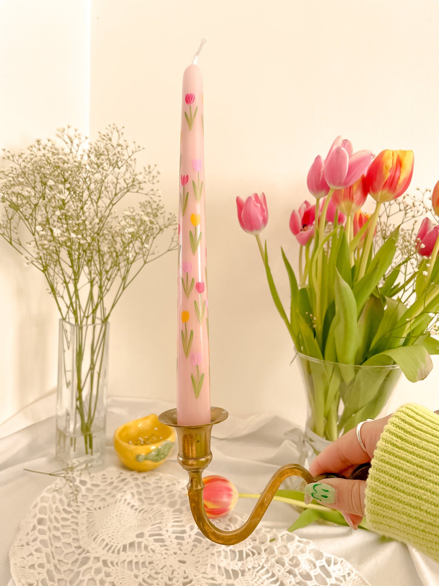 Tulip fever Hand Painted candle