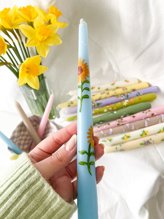 Sunflower Love Hand Painted Candle
