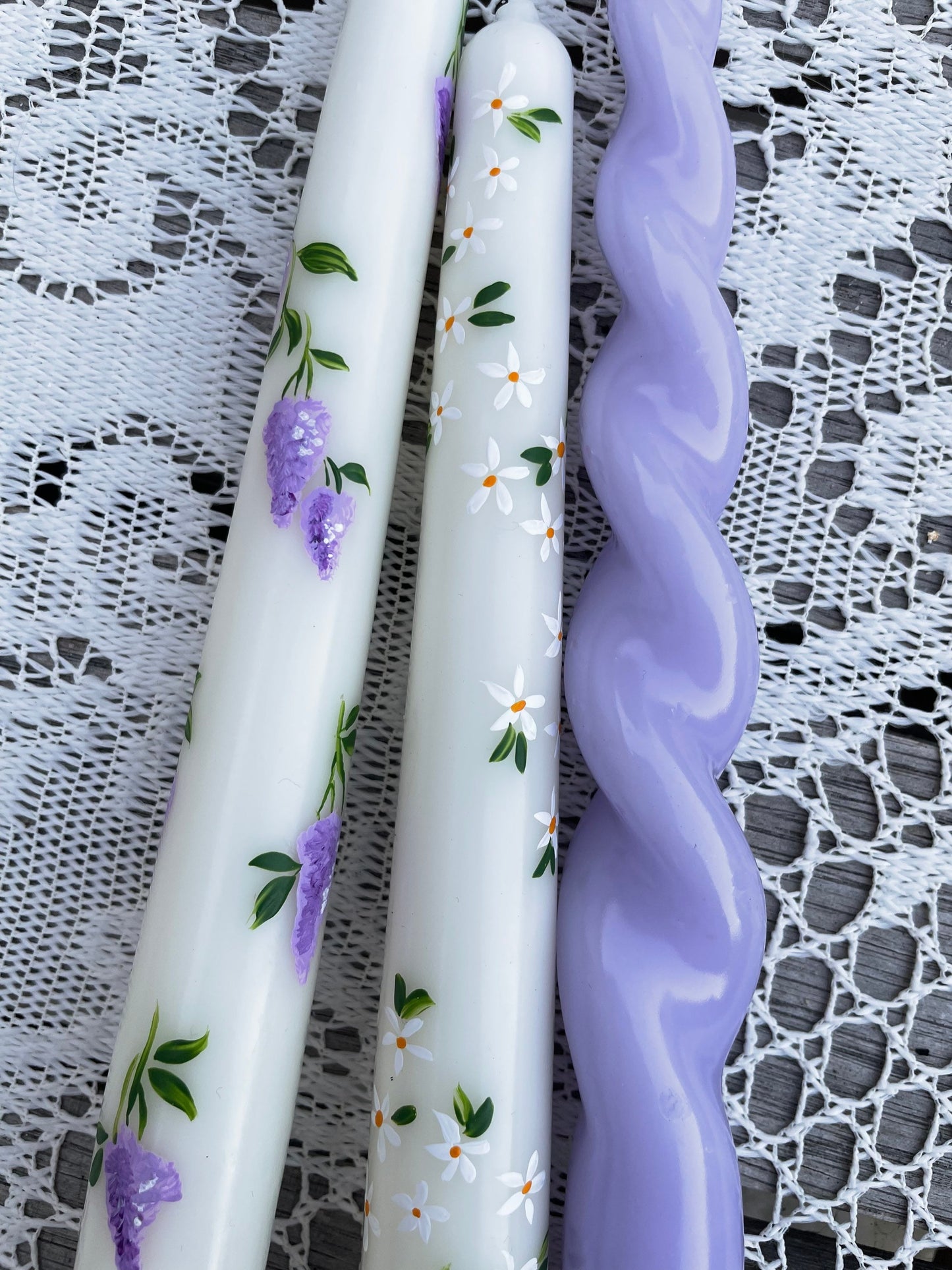 Lilac Love & White Magic Hand Painted Candle