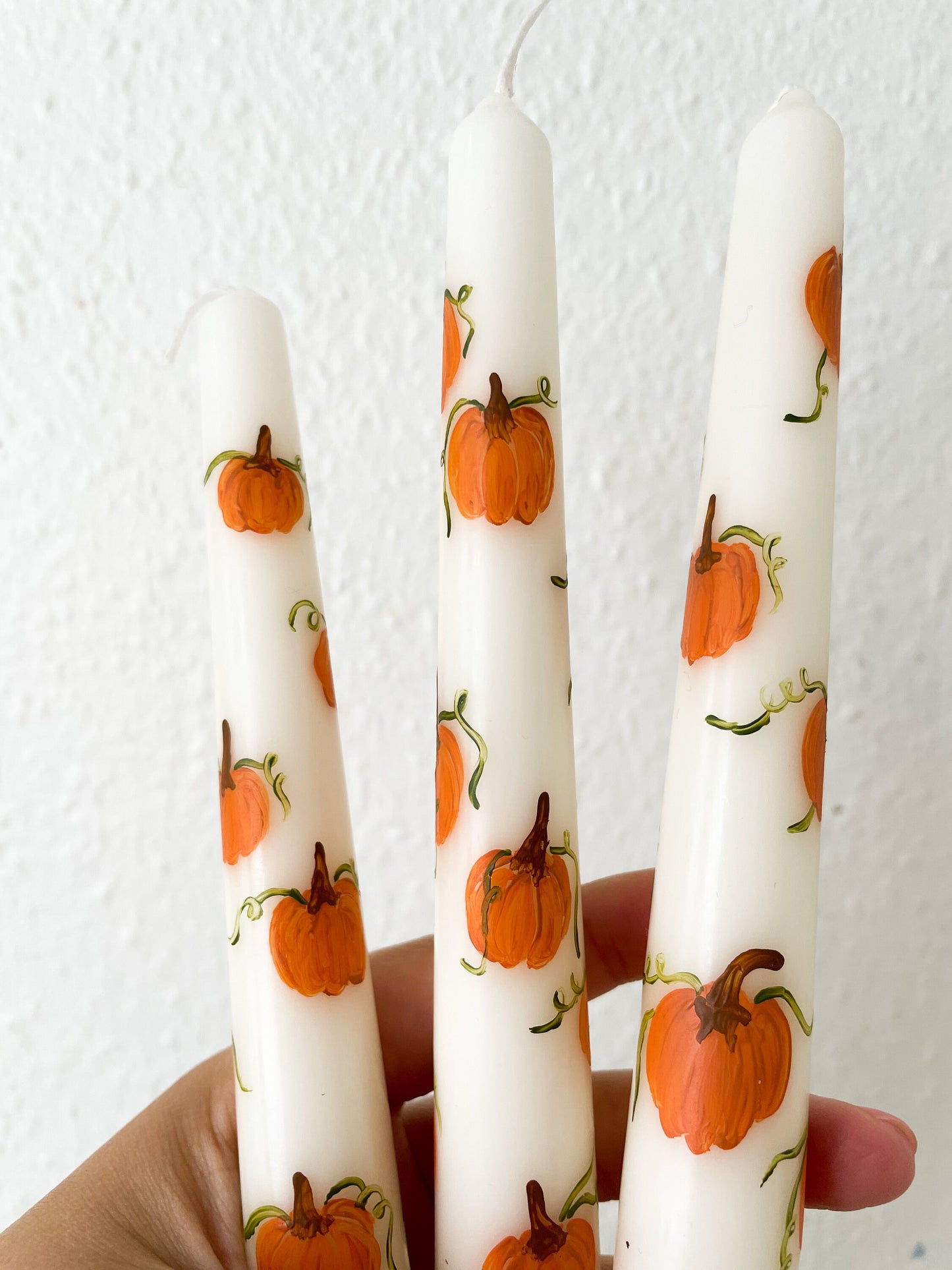 Pumpkins Hand Painted Candles