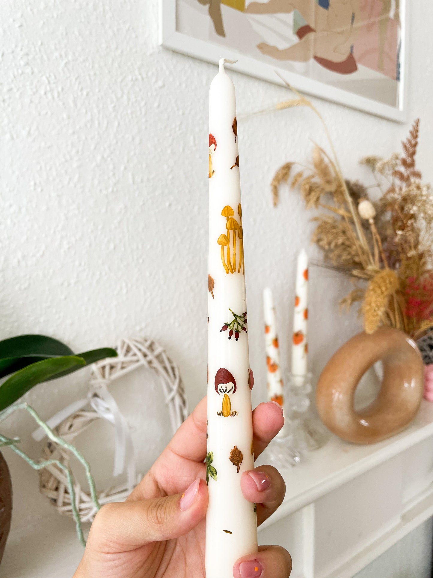 Thanksgiving Hand Painted Candle