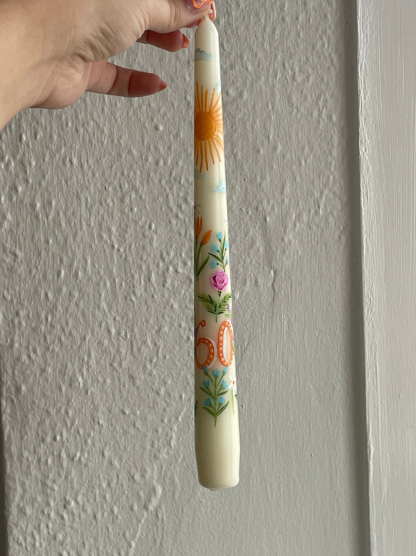 Birthday or Anniversary Hand Painted Candle
