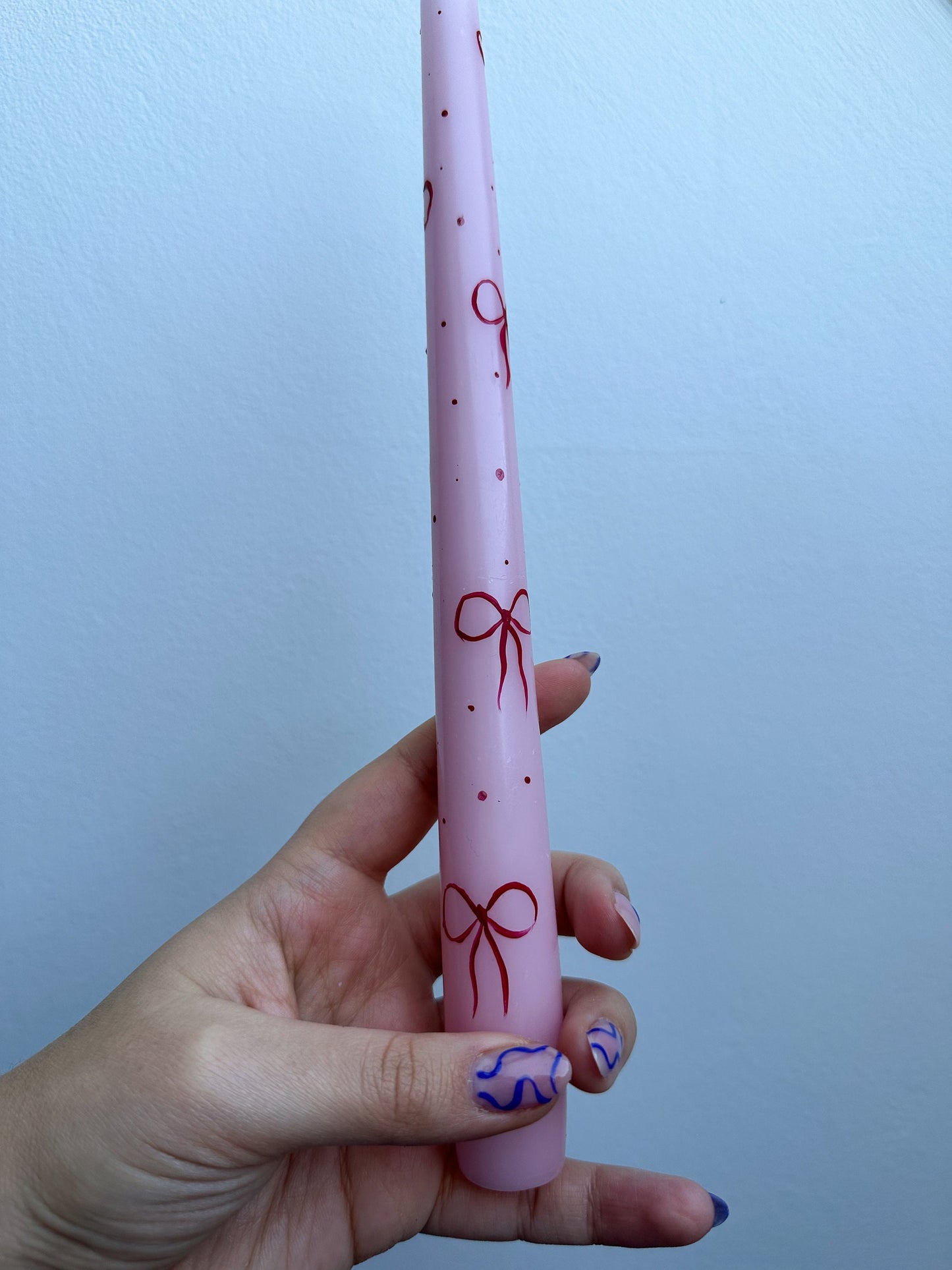 Pink Ribbon Hand Painted Candle